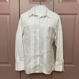 Pendleton White 100% Cotton Button-Up Shape Fit Long-Sleeve Tuxedo Shirt